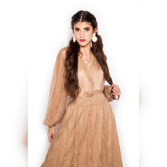 SotheaStudio Dresses & Skirts - Brown lace skirt + lace sleeve blouse SotheaStudio Dresses & Skirts - Brown lace skirt + lace sleeve blouse